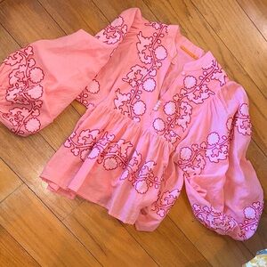Oliphant Pink Embroidered Blouse